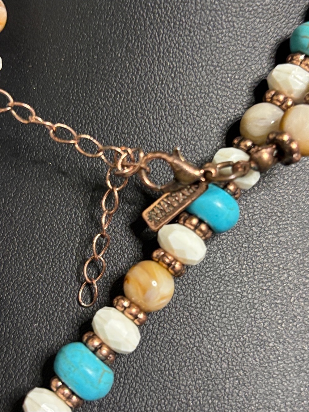 Shyanne Bohemian Turquoise & Cream Beaded Pendant Western Statement Necklace - Picture 3 of 7